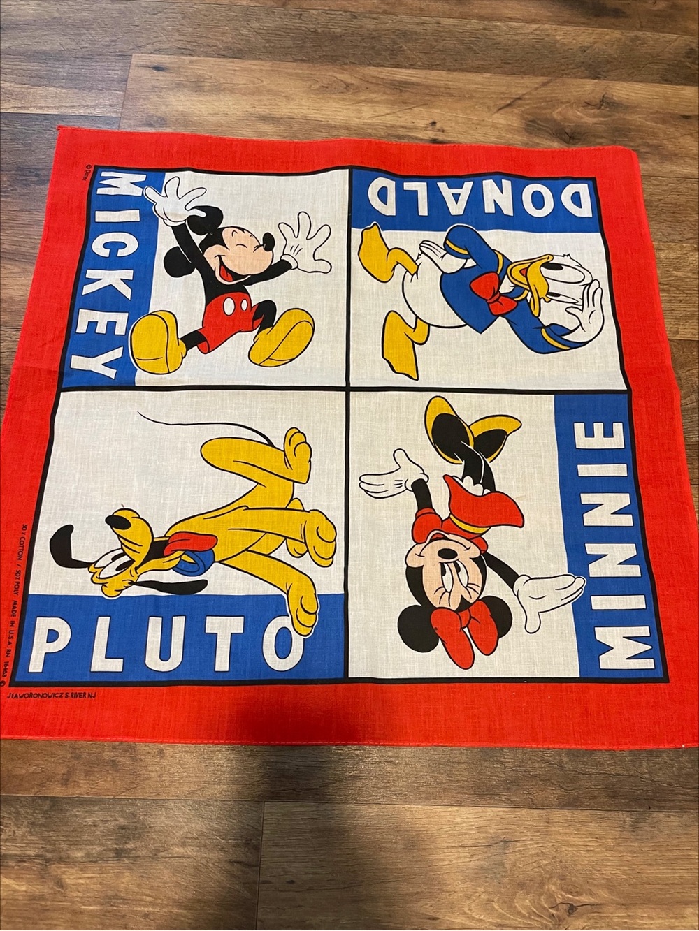 Vintage Disney | Character Bandana Red Mickey Minnie Donald Pluto JA Woronowicz